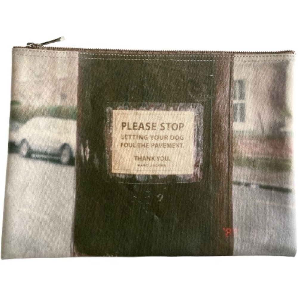 Rare Marc Jacobs Digitally Printed Zip Up Pouch Clutch Early 2000s Y2K dog